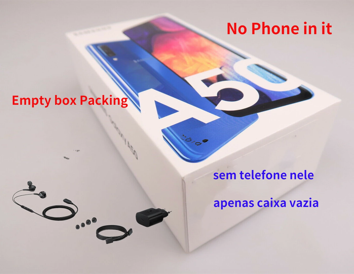 NO Phone Only Empty Box in Black Genuine Samsung Galaxy A50 Empty Packing Box or Charger headset OTG Converter Cable No Phone
NO Phone Only Empty Box in Black Genuine Samsung Galaxy A50 Empty Packing Box or Charger headset OTG Converter Cable No Phone
