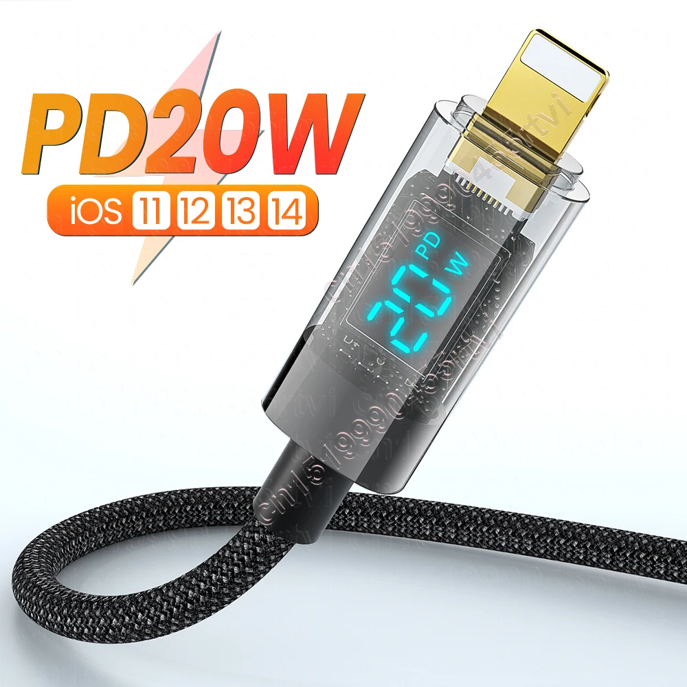 20W PD USB C Cable Fast Charging Cable For IPhone 14 13 12 Pro Max XR Transparent Digital Display Mobile Phone Data Cord
20W PD USB C Cable Fast Charging Cable For IPhone 14 13 12 Pro Max XR Transparent Digital Display Mobile Phone Data Cord