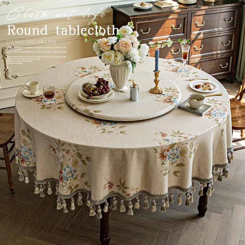2022 New Round Table Cloth Feel Round Fabric Dining Table Cover Fabric Tassels
2022 New Round Table Cloth Feel Round Fabric Dining Table Cover Fabric Tassels
