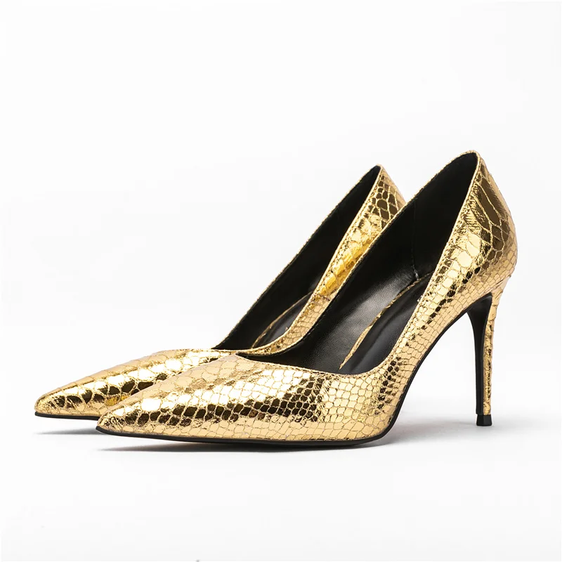 Sexy Pointed Toe Woman Shoes Golden Serpentine Thin Heel Party Shoes Solid Color Pumps Spring Autumn Mujer Shoes Big Size 34-46
Sexy Pointed Toe Woman Shoes Golden Serpentine Thin Heel Party Shoes Solid Color Pumps Spring Autumn Mujer Shoes Big Size 34-46