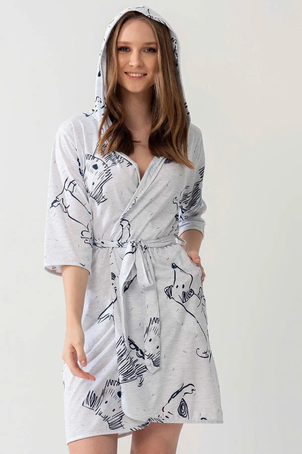 Dressing Gown 109089-0690 Gray Melange Combed Cotton Hooded Bathrobe Peignoir Kimono Bride Sleepwear Night Gown
Dressing Gown 109089-0690 Gray Melange Combed Cotton Hooded Bathrobe Peignoir Kimono Bride Sleepwear Night Gown
