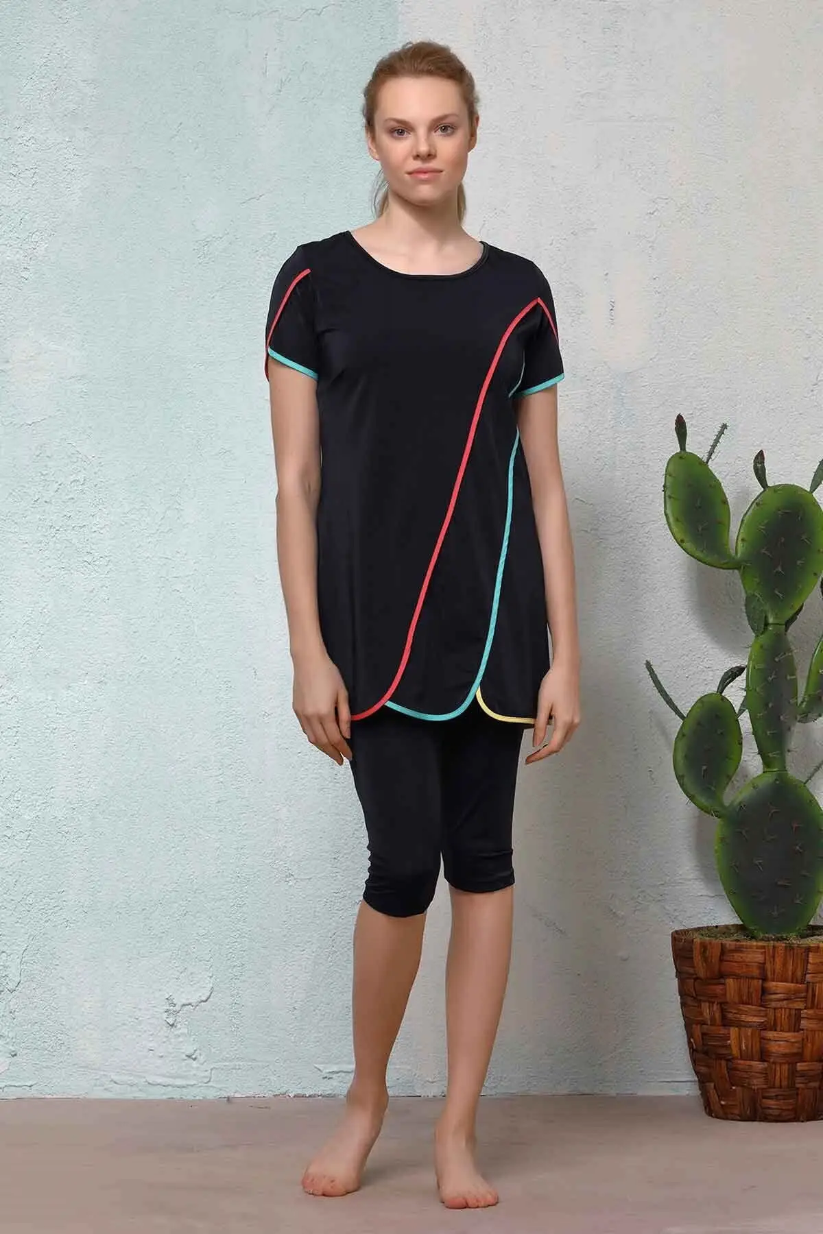 Muslim Burkinis Colorful Piping Short Sleeve Pool Swimwear Modest Summer Clothing Hijab Sport Swimsuit Islamic Full Cover
Muslim Burkinis Colorful Piping Short Sleeve Pool Swimwear Modest Summer Clothing Hijab Sport Swimsuit Islamic Full Cover