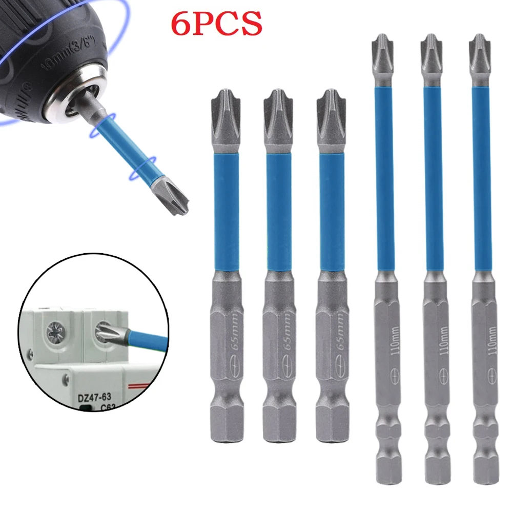 6 Pcs Magnetic Screwdriver Bit 65/110mm FPH2 Slotted Cross Bit Special Electrician For Power Screwdriver Tools Accessories
6 Pcs Magnetic Screwdriver Bit 65/110mm FPH2 Slotted Cross Bit Special Electrician For Power Screwdriver Tools Accessories