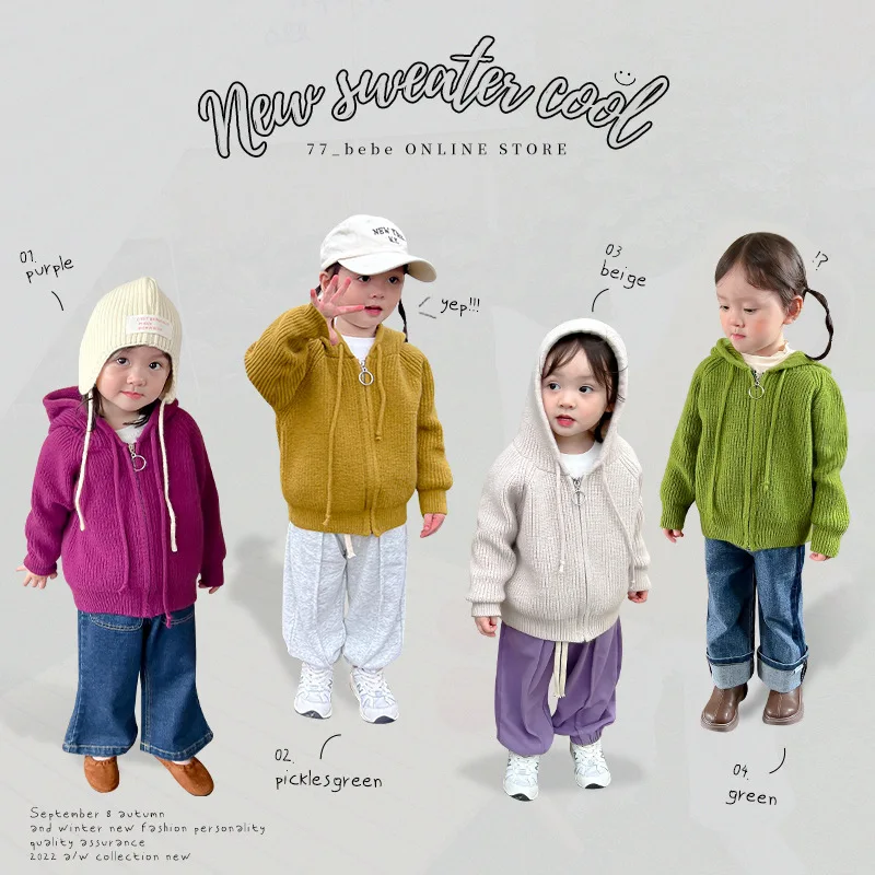 Spring Autumn New Children Knit Long Sleeve Hooded Jacket Solid Boys Girls Solid Sweater Coat Baby Cotton Knitted Cardigan
Spring Autumn New Children Knit Long Sleeve Hooded Jacket Solid Boys Girls Solid Sweater Coat Baby Cotton Knitted Cardigan