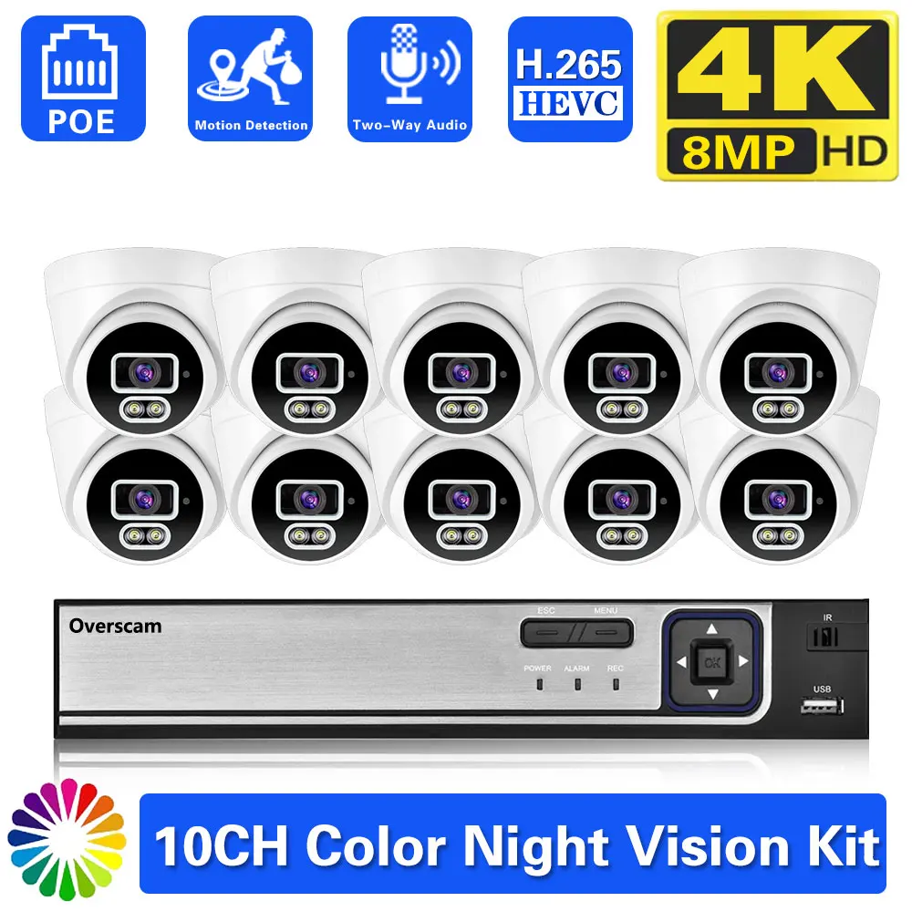4K PoE NVR Video Surveillance Cameras System 8CH Expand 10CH NVR Kit 2-Way Audio Out/Indoor 8MP 4K IP Camera CCTV Security Set
4K PoE NVR Video Surveillance Cameras System 8CH Expand 10CH NVR Kit 2-Way Audio Out/Indoor 8MP 4K IP Camera CCTV Security Set