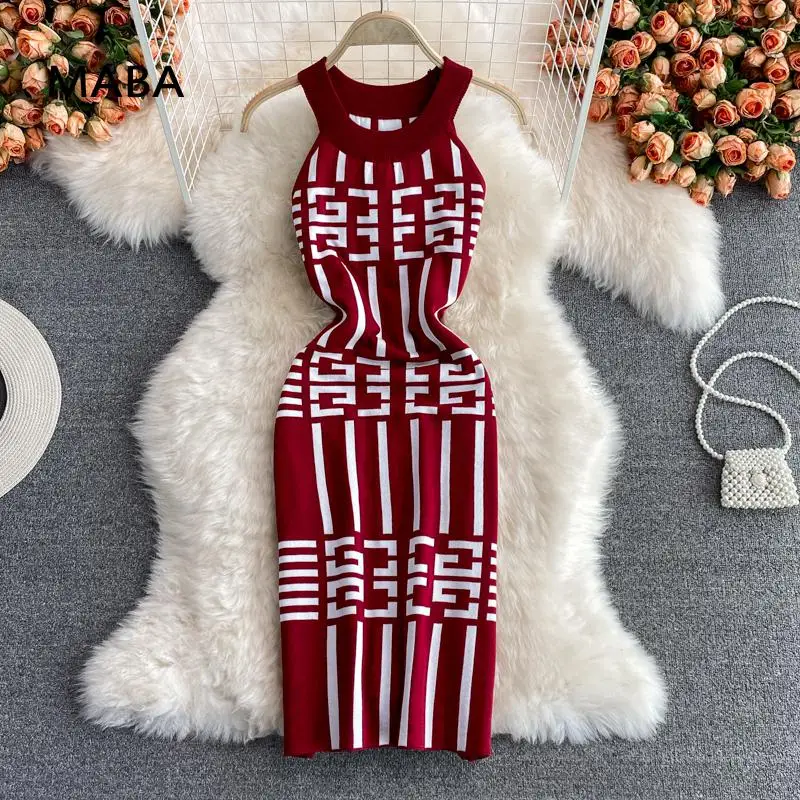 Fashion Knitted Print Spaghetti Strap Dress Women 2022 Summer Halter Sleeveless Bodycon Dress Formal Party Mini Pencil Dresses
Fashion Knitted Print Spaghetti Strap Dress Women 2022 Summer Halter Sleeveless Bodycon Dress Formal Party Mini Pencil Dresses