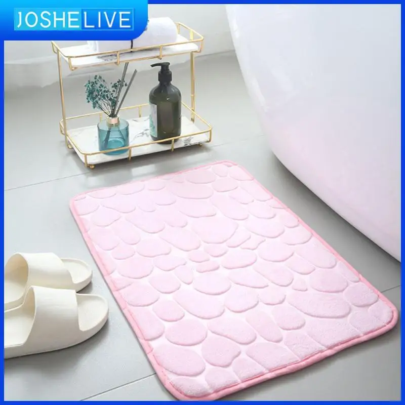 

Bath Mat Shower Room Doormat Kitchen Entrance Doormat Square Cobblestone Floor Mat Super Absorbent Memory Foam Anti-skid