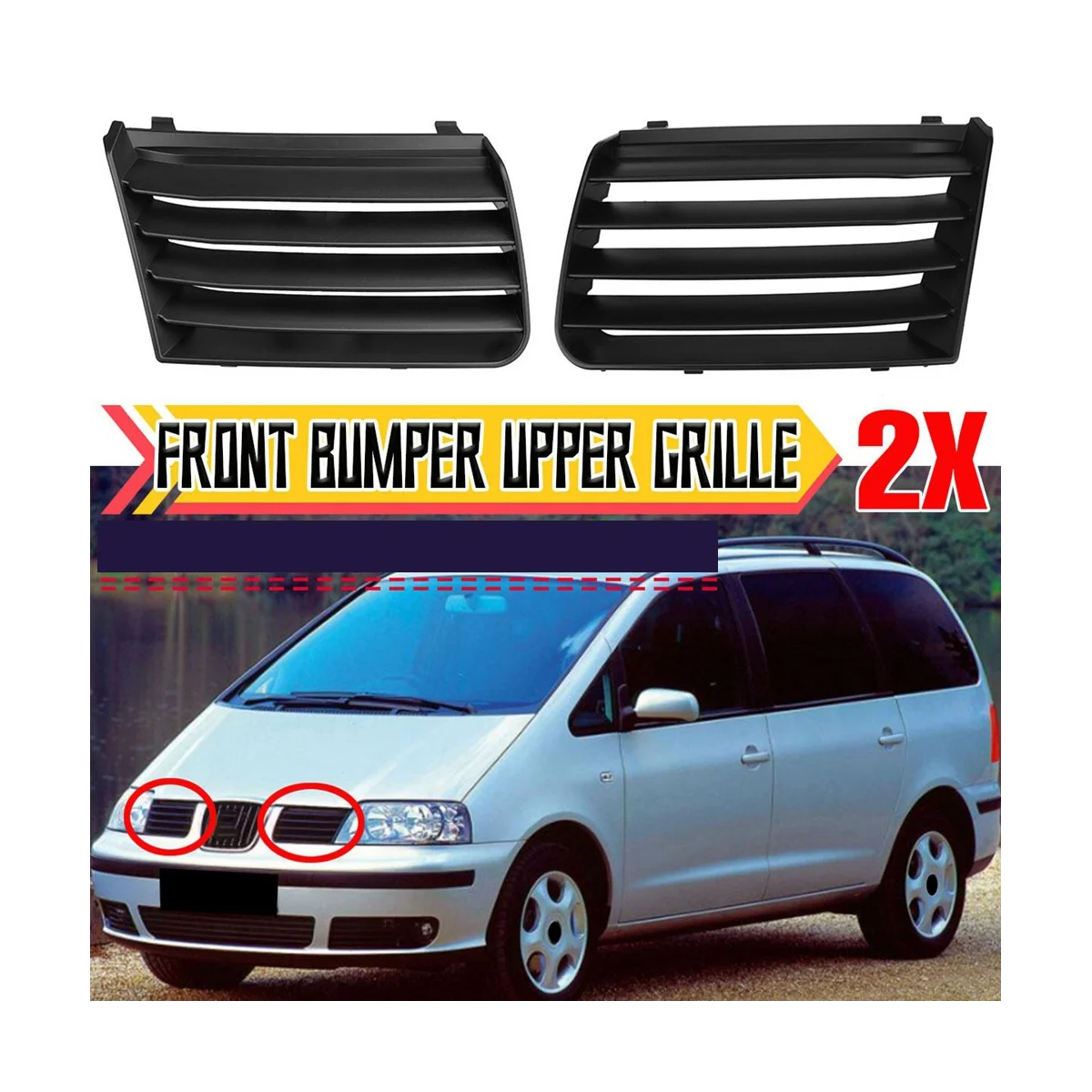2PCS L+R Front Upper Bumper Radiator Grille Trim 7M785365301C 7M785365401C for 7M 2001-2010
2PCS L+R Front Upper Bumper Radiator Grille Trim 7M785365301C 7M785365401C for 7M 2001-2010