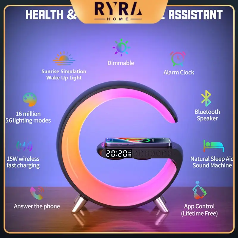 Rgb Night Light Wireless Charger Led Charging Station Alarm Clock App Control Smart House Speaker Smart Multifunctional 15w
Rgb Night Light Wireless Charger Led Charging Station Alarm Clock App Control Smart House Speaker Smart Multifunctional 15w