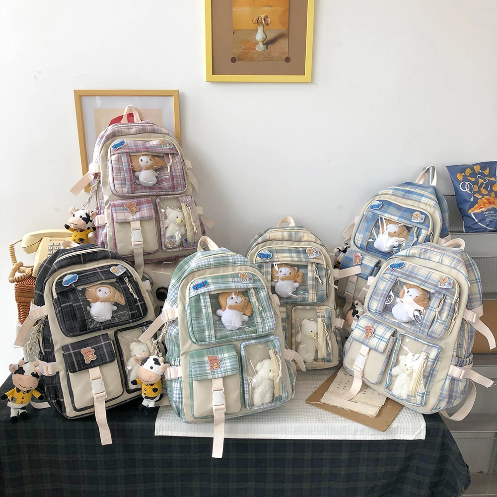 Unisex Japanese Canvas Multi Pockets Backpack Large Capacity Plaid School Bag for Student School Travel Backpacks
Unisex Japanese Canvas Multi Pockets Backpack Large Capacity Plaid School Bag for Student School Travel Backpacks