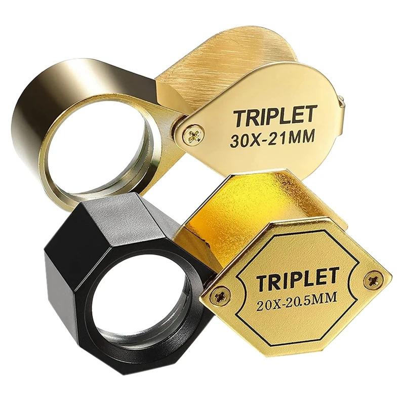 

Best 2 Pcs 30X 21Mm 20X 20.5 Mm Glass Jeweler Loupe Eye Magnifier Metal Body Jewelers Eye Magnifying Glass Magnifier, Golden