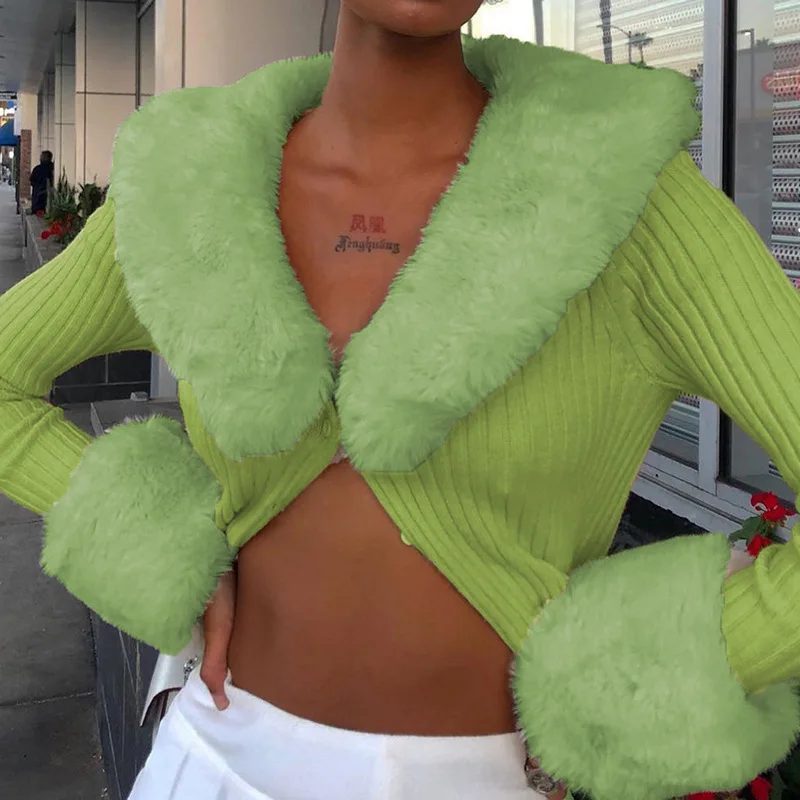 Ribbed Knitted Cardigans Sweaters With Fur Trim Collar Long Sleeve Slim Autumn Winter Jumpers Women Knitwear Chic 42015
Ribbed Knitted Cardigans Sweaters With Fur Trim Collar Long Sleeve Slim Autumn Winter Jumpers Women Knitwear Chic 42015