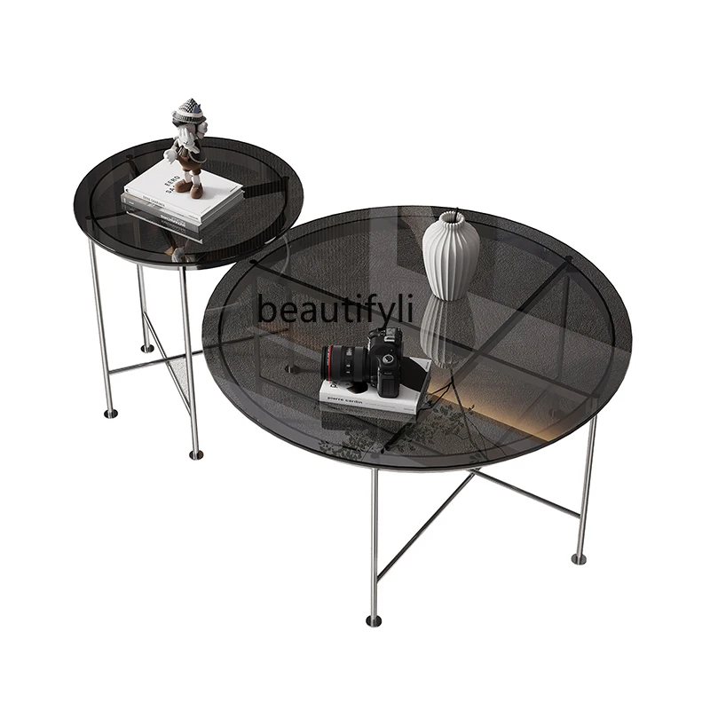 

ZqNordic светильник роскошный круглый стеклянный комбинированный чайный столик для маленькой квартиры современный минималистичный гостиная ...