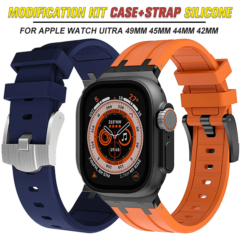 Modification Kit Sports Band For Apple Watch Ultra 2 49mm 44mm Silicone Strap+watch case 45mm For IWatch Series 9 8 7 6 5 4 3 Se
Modification Kit Sports Band For Apple Watch Ultra 2 49mm 44mm Silicone Strap+watch case 45mm For IWatch Series 9 8 7 6 5 4 3 Se