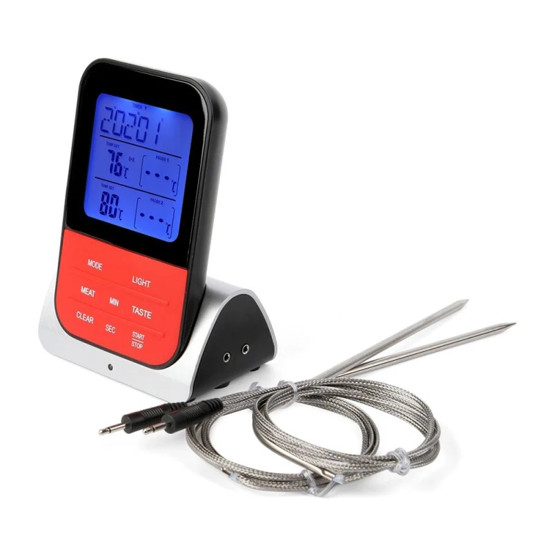 

Беспроводной цифровой термометр для барбекю, водонепроницаемый кухонный прибор для измерения температуры, для приготовления пищи, мяса, с таймером, для барбекю, гриля, коптильни