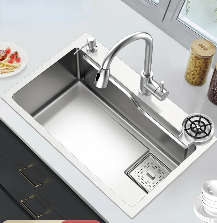 Style Stainless Steel Large Single Sink Kitchen 304 Manual Thickened Waterfall Sink Vegetable Basin Sink Household Counter
Style Stainless Steel Large Single Sink Kitchen 304 Manual Thickened Waterfall Sink Vegetable Basin Sink Household Counter