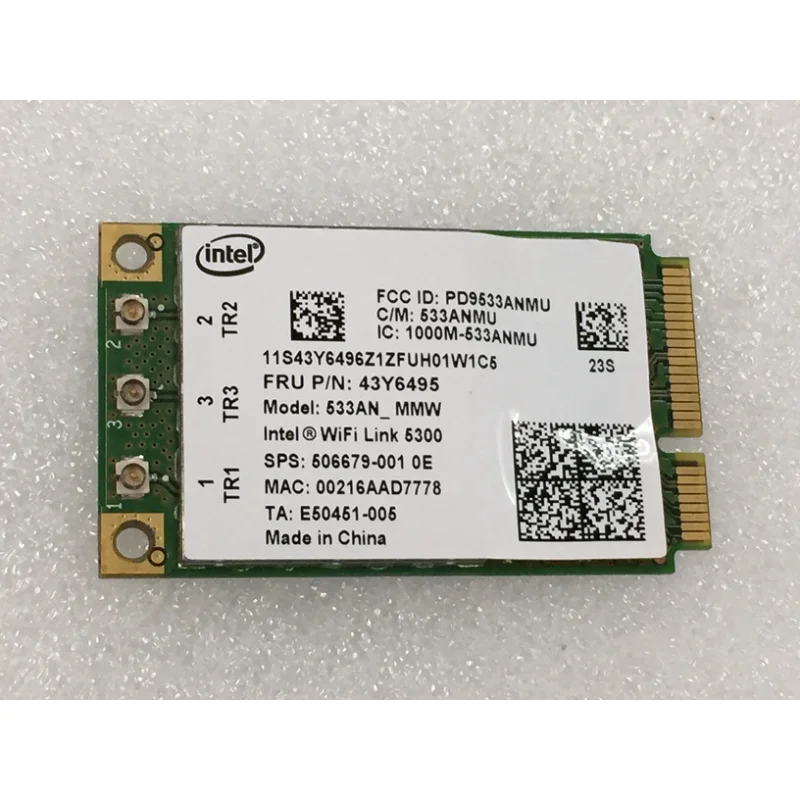 NEW Wireless wlan Card For Intel WiFi Link 5300 AGN 533AN_MMW Mini PCI-E 2.4/5.0GHz 450M For IBM X200 X200S X300 R400
NEW Wireless wlan Card For Intel WiFi Link 5300 AGN 533AN_MMW Mini PCI-E 2.4/5.0GHz 450M For IBM X200 X200S X300 R400