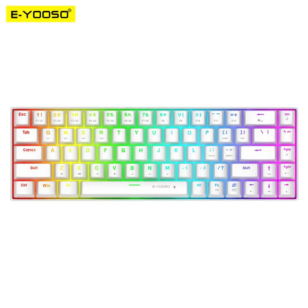 

E-YOOSO Z686 RGB USB Mechanical Gaming Keyboard Support Bluetooth wireless 2.4G Red Switch 68 Keys detachable cable for Compute