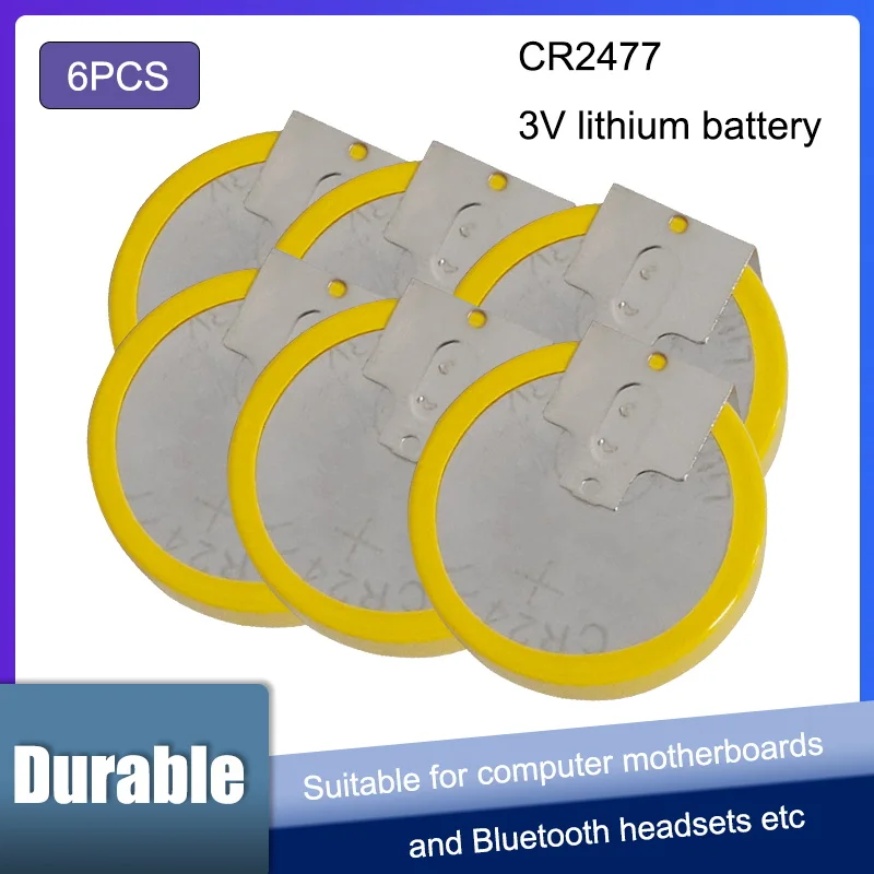 6PCS CR2477 2477 3V Button Coin Cell Lithium Battery Soldering Battery for watches calculator flashlights
6PCS CR2477 2477 3V Button Coin Cell Lithium Battery Soldering Battery for watches calculator flashlights