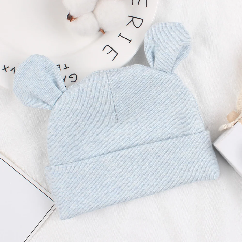 

Cotton Preemie Baby Hat Bear Ears Newborn Baby Beanie Hospital Hat For Boys Girls Infant Head Protection Cap