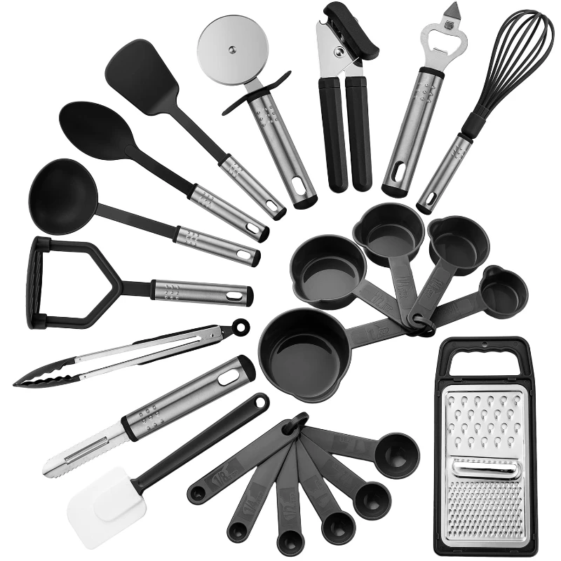 Lux Decor Collection 23 Piece Kitchen Utensils Set - Nylon and Stainless Steel Cooking Utensils Set - Black Utensil Kitchen Star
Lux Decor Collection 23 Piece Kitchen Utensils Set - Nylon and Stainless Steel Cooking Utensils Set - Black Utensil Kitchen Star