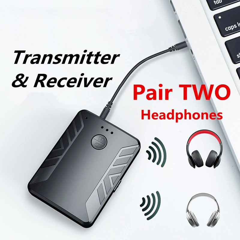 Bluetooth V5.0 аудио передатчик 2 в 1 приемник Пара с двумя наушниками 3 5 мм AUX RCA