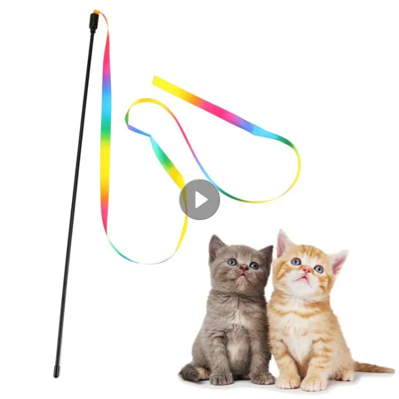 

Цветная забавная палочка для кошек, забавная Двусторонняя Радужная лента для домашних животных, Интерактивная палочка, игрушка для котят, т...