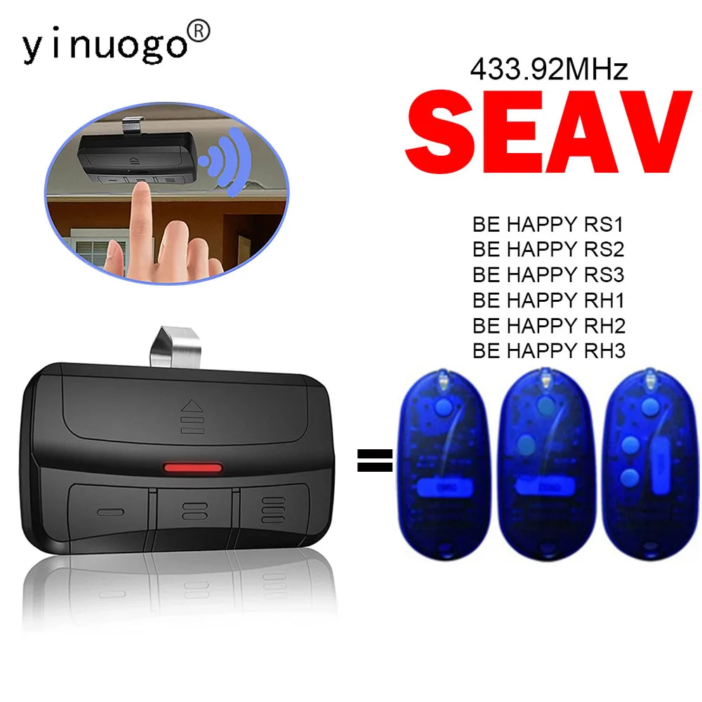 SEAV BE HAPPY RS1 RS2 RS3 RH1 RH2 RH3 Garage Door Remote Control SEAV BE HAPPY Garage Door Opener Replacement 433.92MHz Command
SEAV BE HAPPY RS1 RS2 RS3 RH1 RH2 RH3 Garage Door Remote Control SEAV BE HAPPY Garage Door Opener Replacement 433.92MHz Command