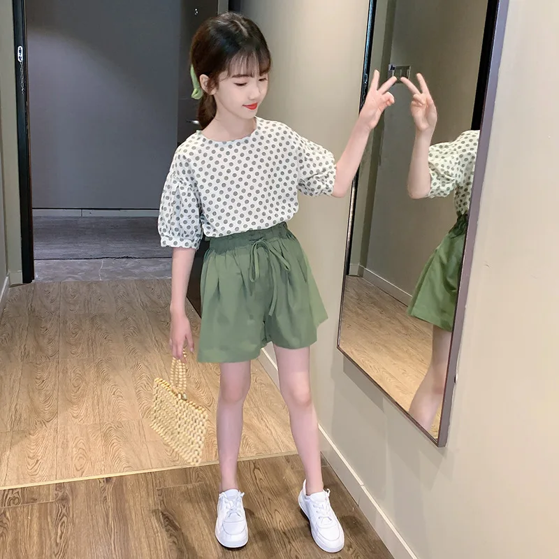 Children Clothes Summer Polka Dot T-shirt + Shorts Costume for Girls Korean Kids Clothing Teenage Girls Sets 3-12 Years
Children Clothes Summer Polka Dot T-shirt + Shorts Costume for Girls Korean Kids Clothing Teenage Girls Sets 3-12 Years