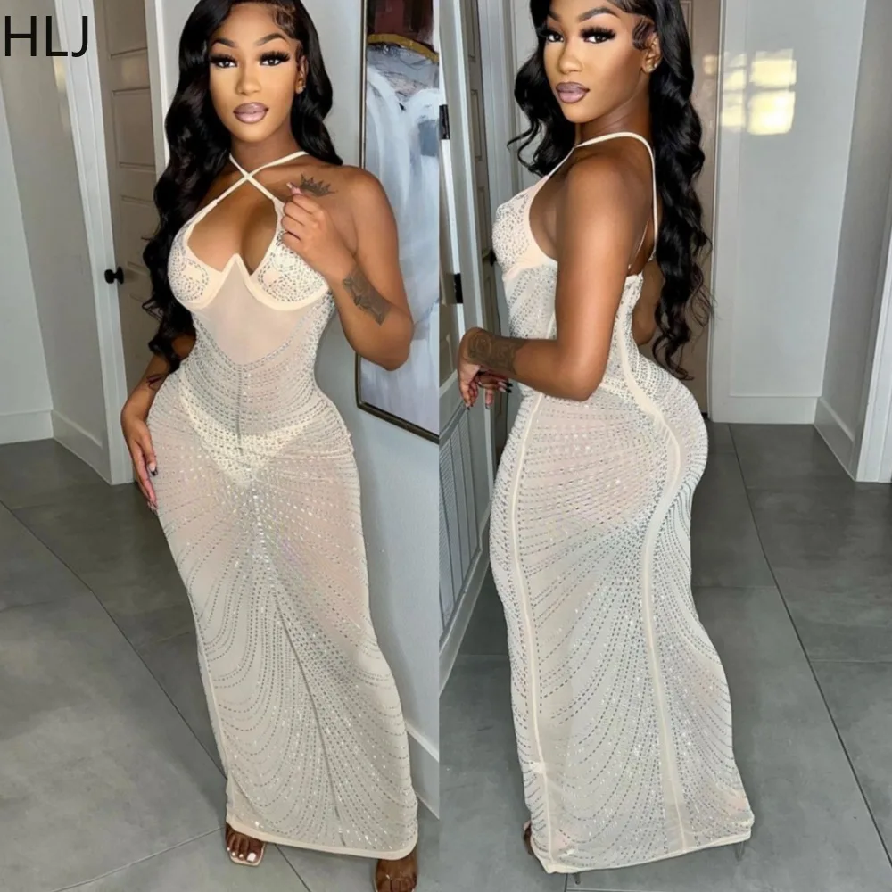 HLJ White Rhinestone Maxi Dress Elegant Luxury Women Mesh Net Perspective Party Evening Prom Dress Spaghetti Strap Vestidos
HLJ White Rhinestone Maxi Dress Elegant Luxury Women Mesh Net Perspective Party Evening Prom Dress Spaghetti Strap Vestidos