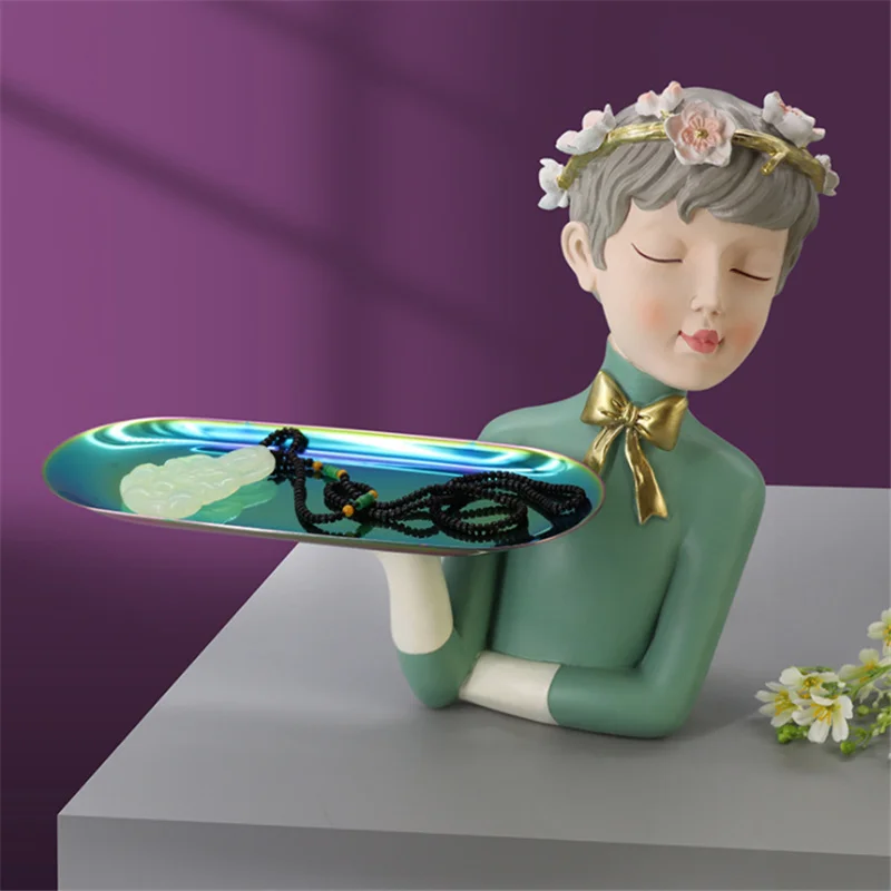 Creative Nordic Resin Girl Figure Statue Living Room Entrance Key Jewelry Storage Decoration Fruit Tray Desktop Home Decor
Creative Nordic Resin Girl Figure Statue Living Room Entrance Key Jewelry Storage Decoration Fruit Tray Desktop Home Decor