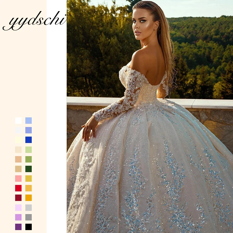 Изысканное бальное платье с V-образным вырезом и длинными рукавами, свадебное платье, блестящее платье с аппликацией и открытой спиной Вече...
Изысканное бальное платье с V-образным вырезом и длинными рукавами, свадебное платье, блестящее платье с аппликацией и открытой спиной Вече...