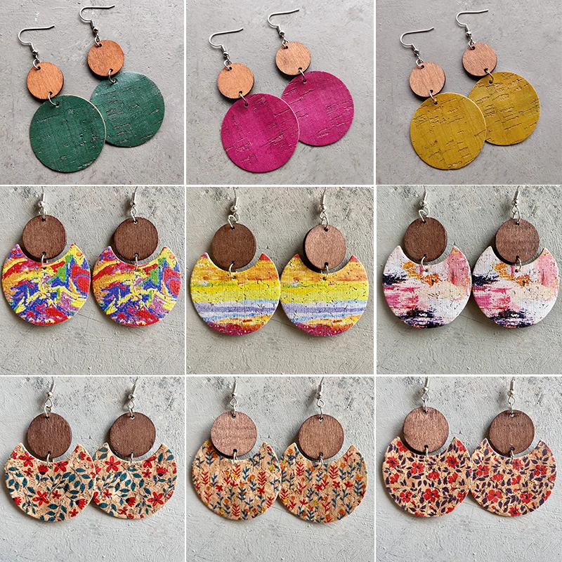 Round Wood Disc Exotic Flower Print Cork Crescent Moon Earrings 2022 Bohemi Feature Dangle Earrings Rustic Jewelry Vacation Gift
Round Wood Disc Exotic Flower Print Cork Crescent Moon Earrings 2022 Bohemi Feature Dangle Earrings Rustic Jewelry Vacation Gift