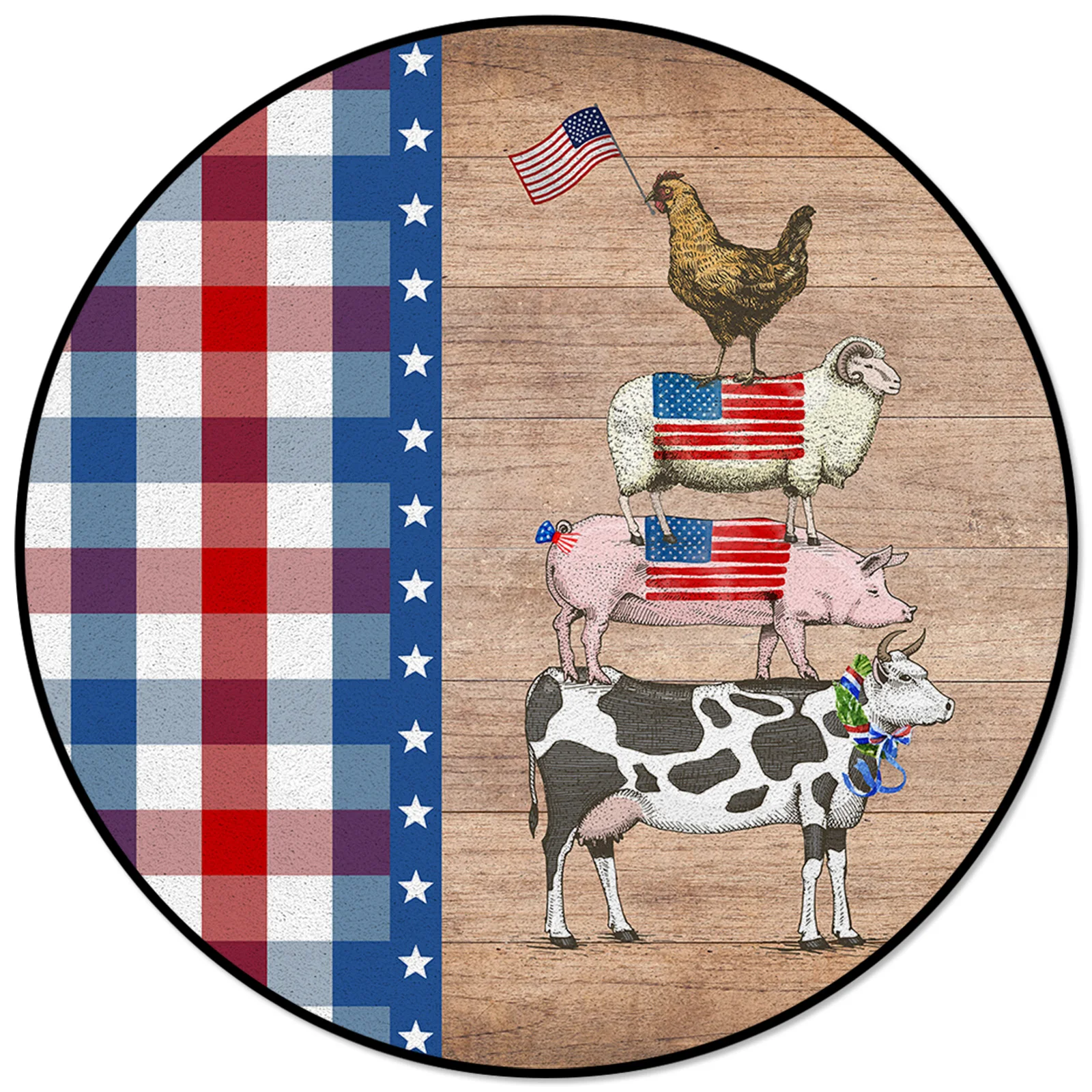 Independence Day Farm Animals Vintage Round Rugs Home Decor Carpets for Bedroom Large Area Mat for Living Room Printed Carpets
Independence Day Farm Animals Vintage Round Rugs Home Decor Carpets for Bedroom Large Area Mat for Living Room Printed Carpets