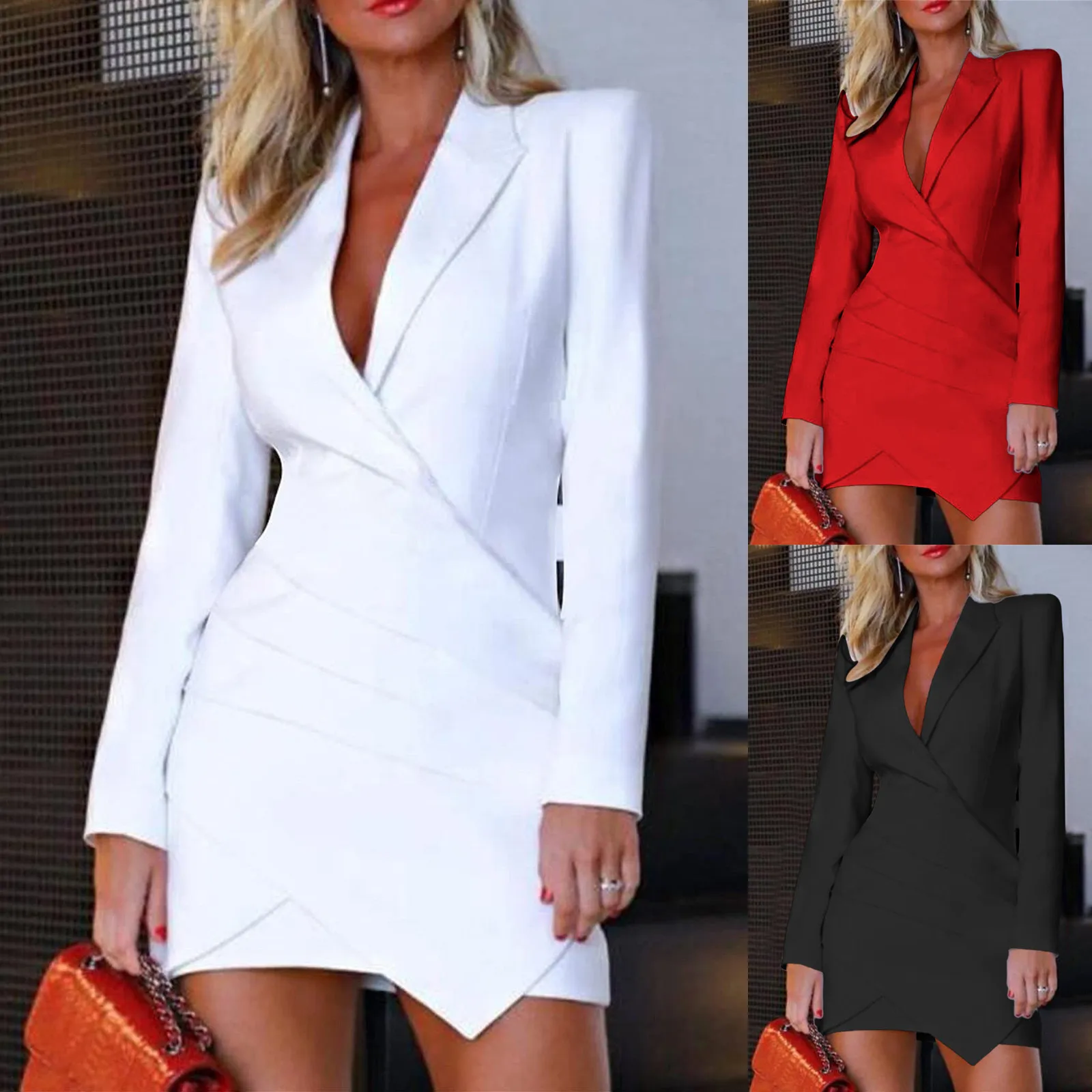 Elegant Office Ladies Women Padded Shoulder Ruched Blazer Dress Long Sleeve White Pencil Dress Office Workwear Blazer Vestidos
Elegant Office Ladies Women Padded Shoulder Ruched Blazer Dress Long Sleeve White Pencil Dress Office Workwear Blazer Vestidos