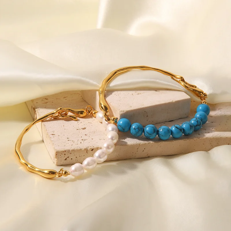 Light Luxury Retro Pearl Bracelet Blue Natural Stone Double Bracelet Stainless Steel Bangles For Women
Light Luxury Retro Pearl Bracelet Blue Natural Stone Double Bracelet Stainless Steel Bangles For Women