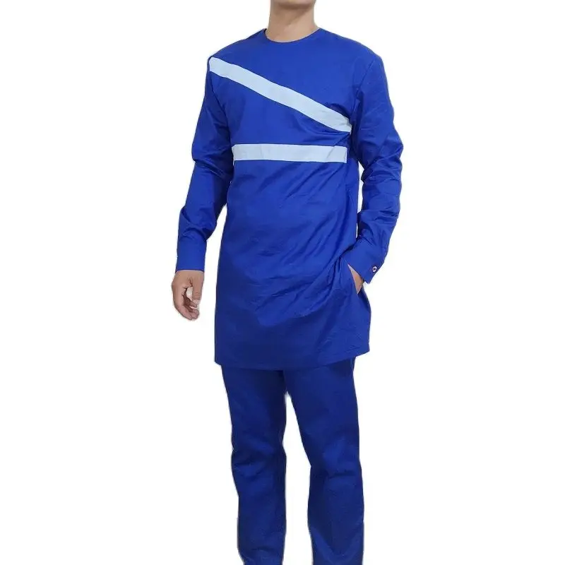 Nigerian Fashion Treasure Blue Men's Suit Patchwork Tops+Solid Trousers Male Pant Sets African Wedding Clothing Customized
Nigerian Fashion Treasure Blue Men's Suit Patchwork Tops+Solid Trousers Male Pant Sets African Wedding Clothing Customized