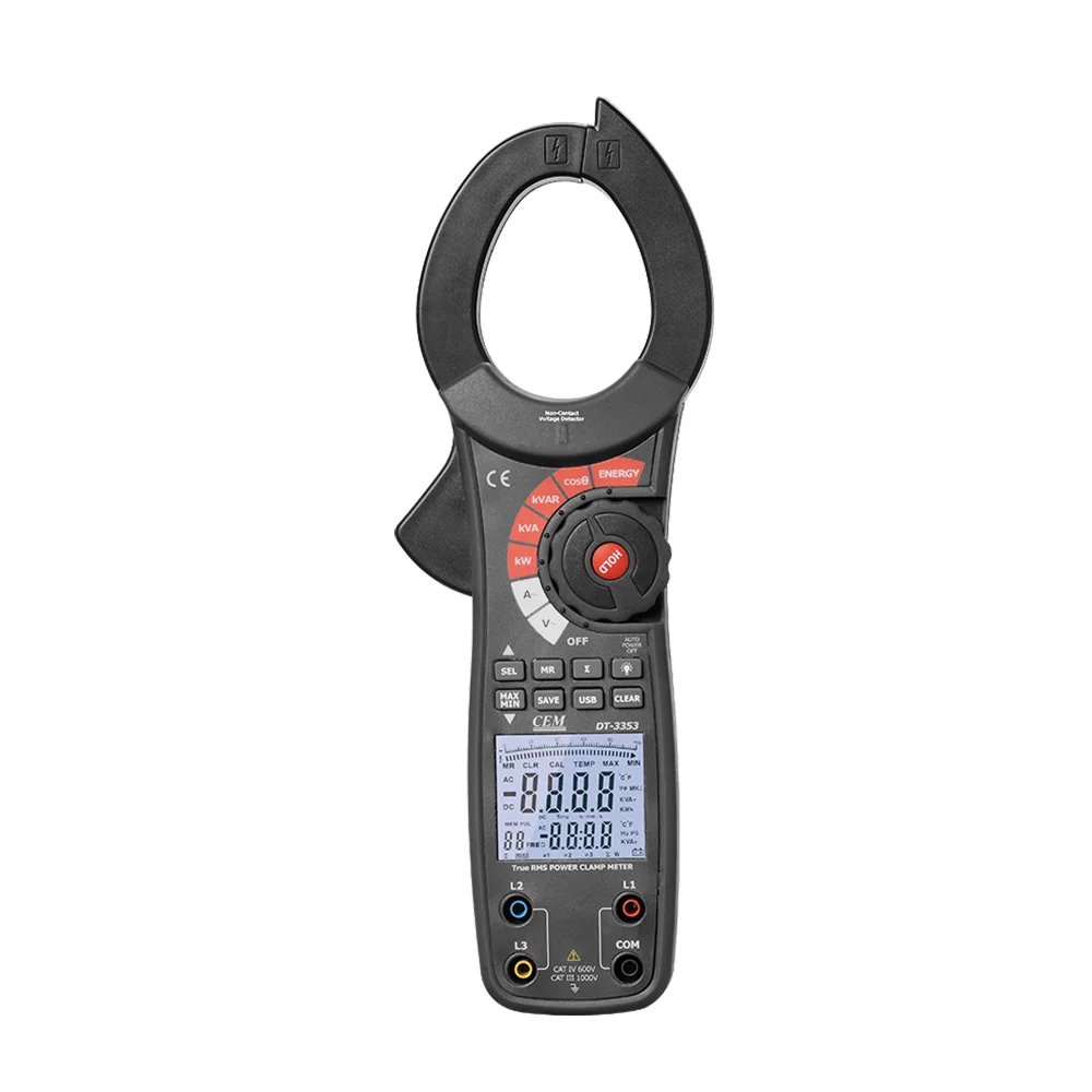 CEM DT-3352 1500A AC/DC 900.0kW high voltage Clamp Meter Multimeter with inrush Current Function
CEM DT-3352 1500A AC/DC 900.0kW high voltage Clamp Meter Multimeter with inrush Current Function