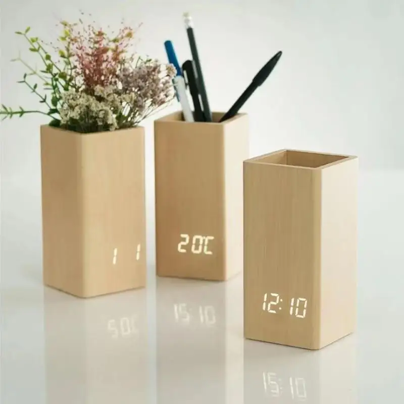 Retro Creative Pen Holder Clock Led Electronic Clock Desk Stationery Alarm Clock Voice-Activated Electronic Clock Thermometer
Retro Creative Pen Holder Clock Led Electronic Clock Desk Stationery Alarm Clock Voice-Activated Electronic Clock Thermometer