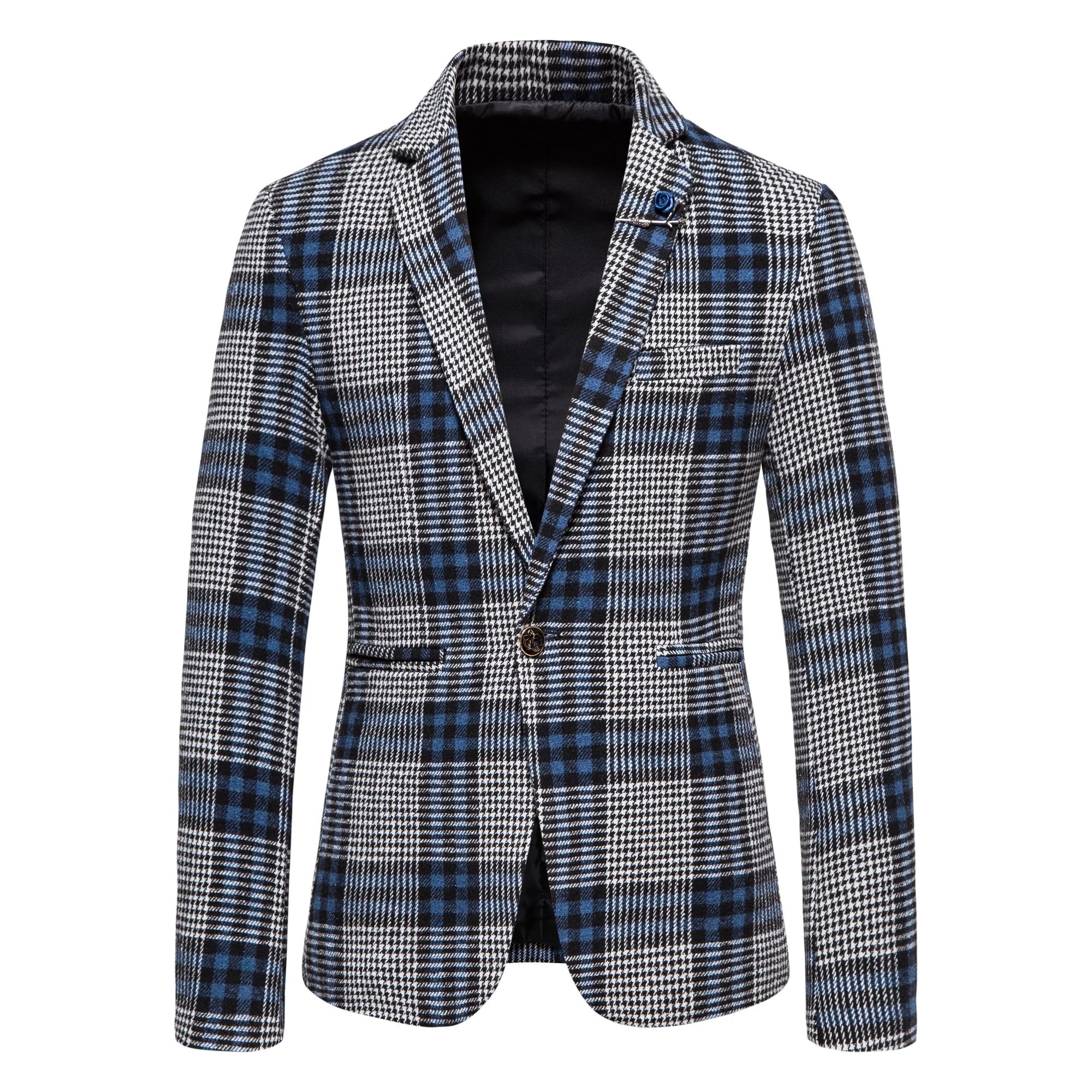 

Корейский джентльменский тренд, модный простой Повседневный блейзер в клетку для шафера, мужской качественный элегантный деловой пиджак, тонкий пиджак