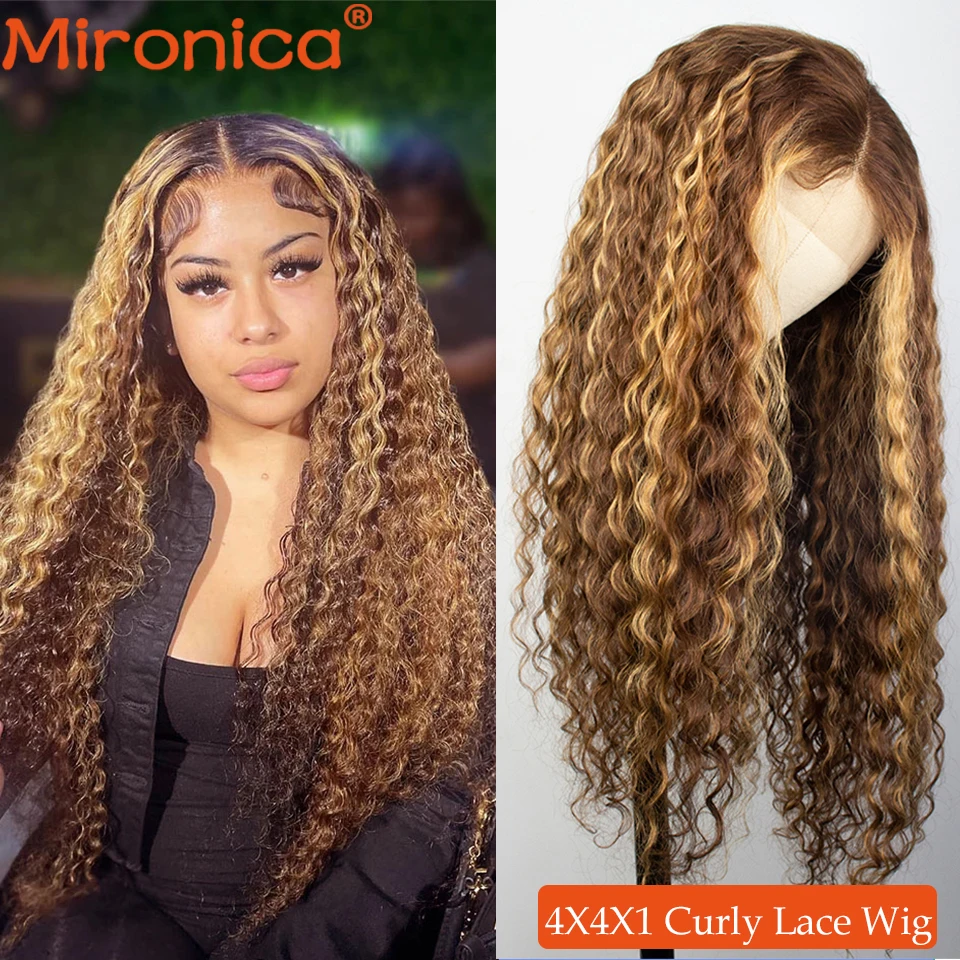 

Mironica, парики с глубокой волной P4/27, натуральные человеческие волосы, парики для женщин, бразильские волосы без повреждений, предварительно выщипанные 4x4x 1, парики из человеческих волос на сетке спереди