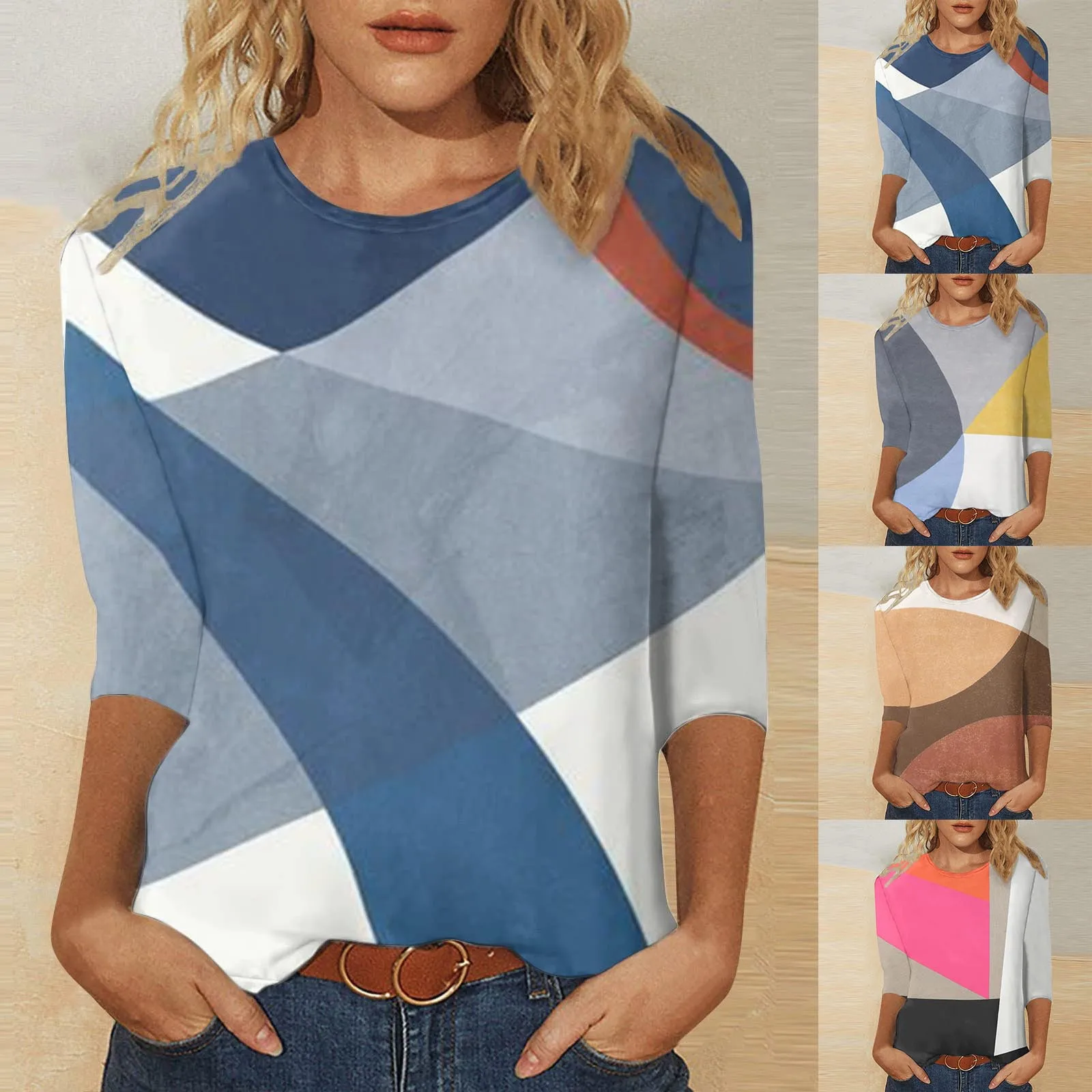 Womens Three Quarter Sleeve T Shirt Geometric Women Loose Fit Athletic Tops Womens Workout Short Sleeve Running Shirts Women
Womens Three Quarter Sleeve T Shirt Geometric Women Loose Fit Athletic Tops Womens Workout Short Sleeve Running Shirts Women