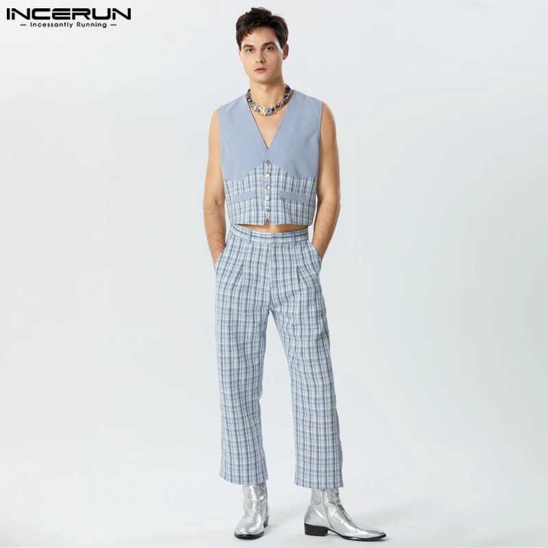 Мужской Клетчатый костюм в стиле пэчворк, повседневный жилет без рукавов и брюки с V-образным вырезом, 2023
Мужской Клетчатый костюм в стиле пэчворк, повседневный жилет без рукавов и брюки с V-образным вырезом, 2023