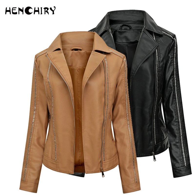 HENCHIRY Women's Spring and Autumn New Style Zipper Slim Waist Slim PU Leather Jacket Large Size Lapel Solid Color Leather
HENCHIRY Women's Spring and Autumn New Style Zipper Slim Waist Slim PU Leather Jacket Large Size Lapel Solid Color Leather