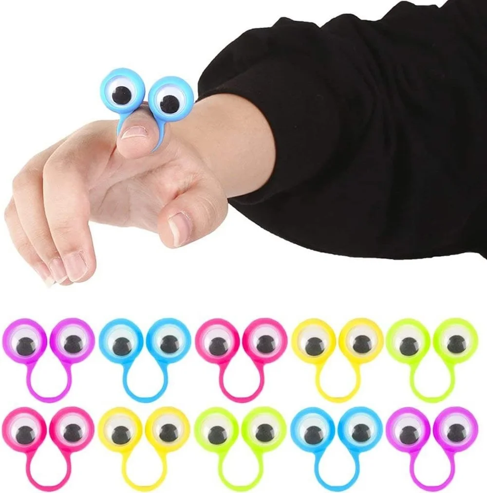 Eye Finger Puppets Plastic Rings with Wiggle Eyes Kids Toys Baby Party Favors Practical Jokes Games Funny Children Gifts Pranks
Eye Finger Puppets Plastic Rings with Wiggle Eyes Kids Toys Baby Party Favors Practical Jokes Games Funny Children Gifts Pranks