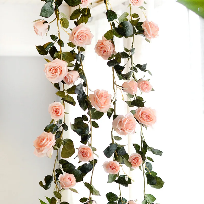 

Opening Ceremony Decoration 1.8m Artificial Rose Flower Rattan Home Wedding Living Room Backdrop String Ornaments Fake Vine