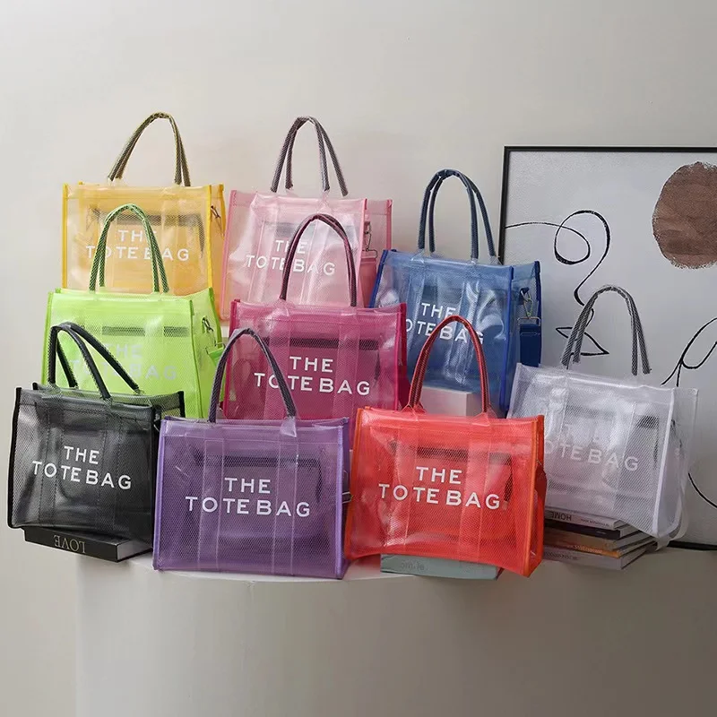 

Transparent Jelly The Tote Bag for Women 2023 Vacation Beach Bags Luxury Designer PVC Summer Shoulder Crossbody Handbags