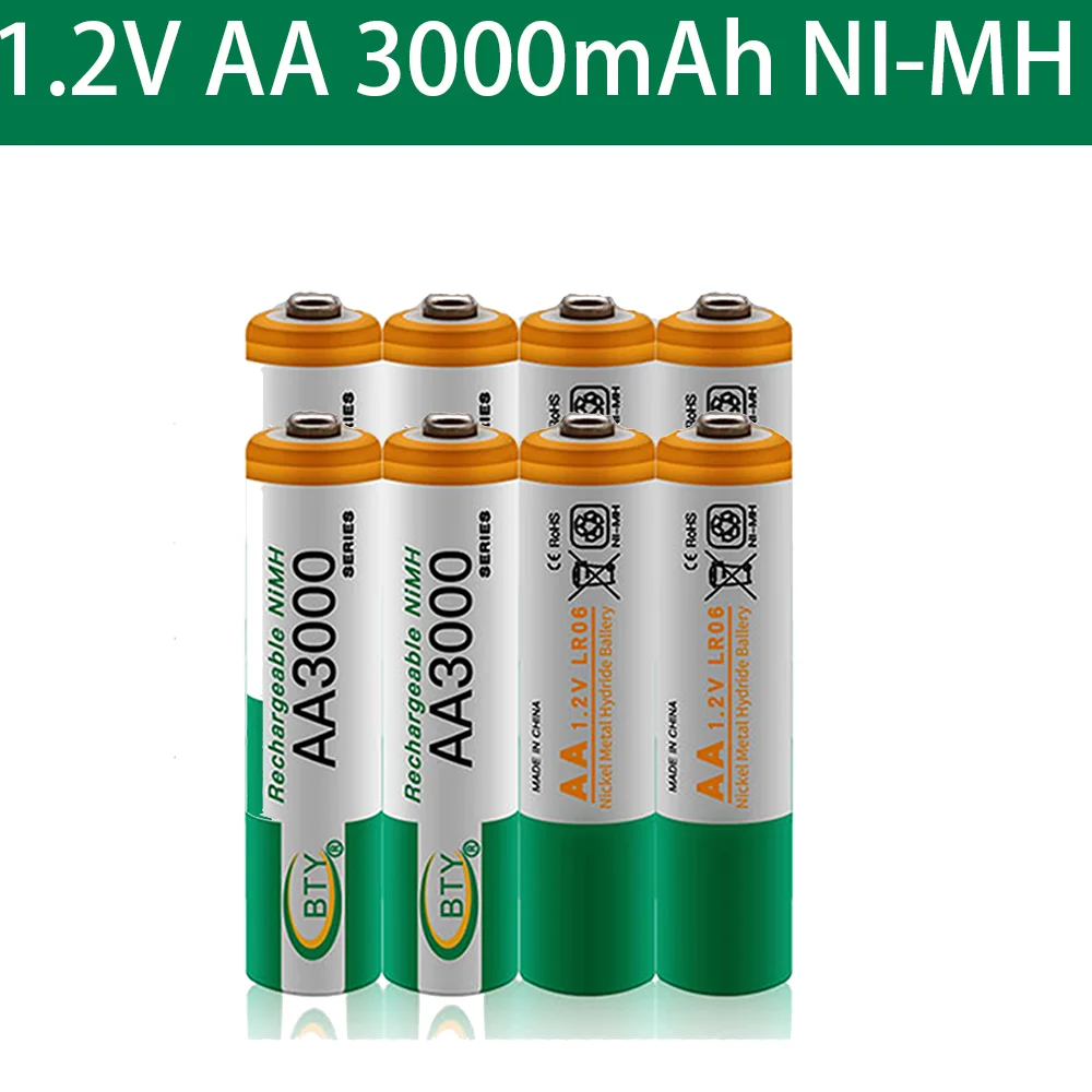 

Аккумуляторные батарейки AA 3000 1,2 в, 3000 мАч, ni-mh 1,2 в, 3000 + бесплатная доставка