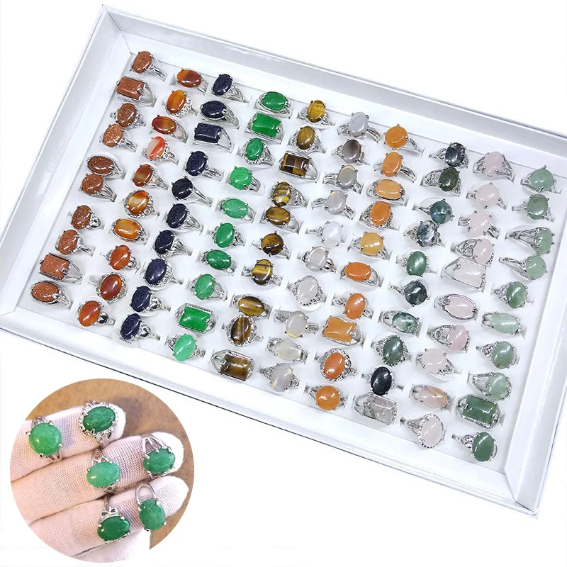 1Pc Natural Stone Rings Mix-match Bohemian Crystal Ring for Women Finger Ring Party Wedding Retro Jewelry Gift Random Style
1Pc Natural Stone Rings Mix-match Bohemian Crystal Ring for Women Finger Ring Party Wedding Retro Jewelry Gift Random Style