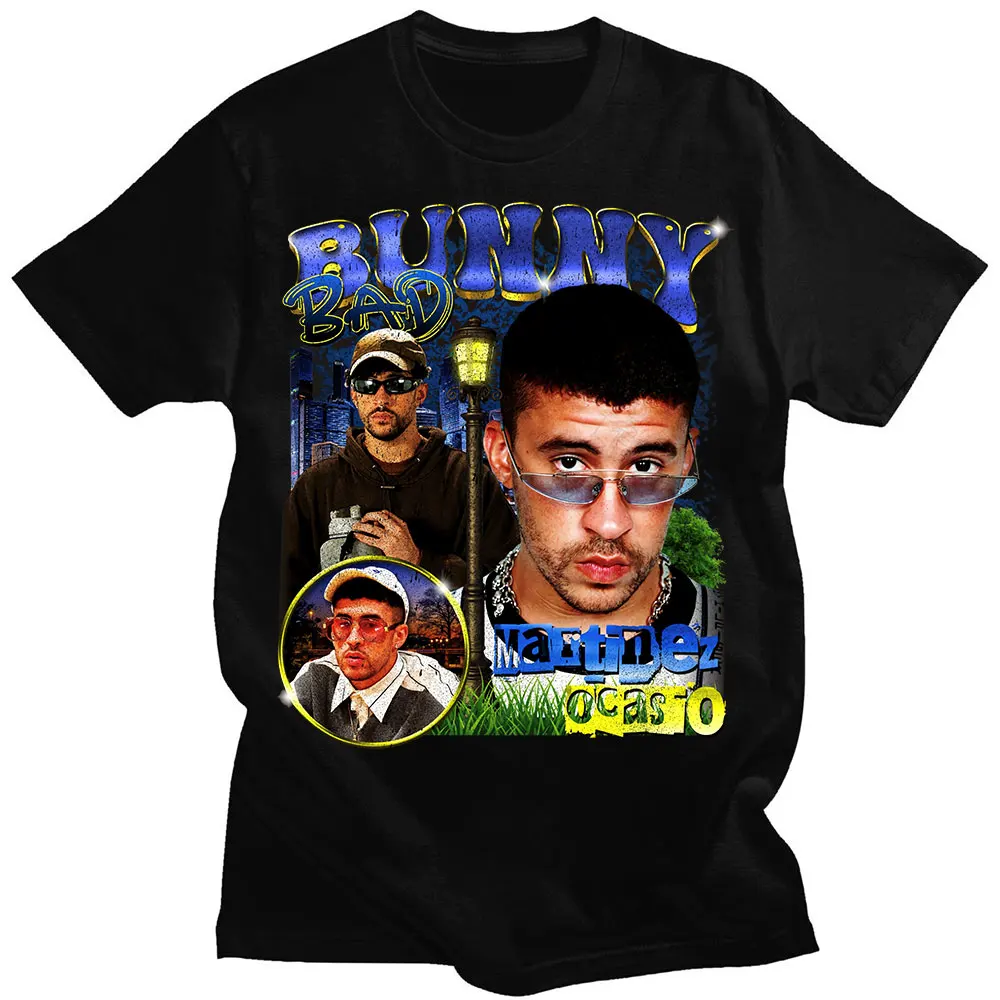 Hip Hop Rapper Bad Bunny Graphic T Shirt Summer Short Sleeve T-Shirts Cotton Men's Oversize Tee Shirt Streetwear Vintage T-shirt
Hip Hop Rapper Bad Bunny Graphic T Shirt Summer Short Sleeve T-Shirts Cotton Men's Oversize Tee Shirt Streetwear Vintage T-shirt